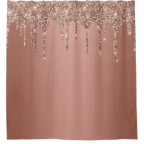 Trendy Rose Gold Glitter Drips Sparkle Shower Curtain