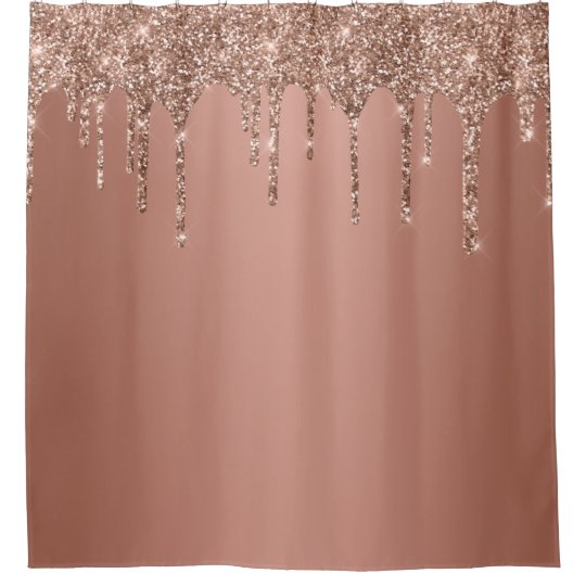 Trendy Rose Gold Glitter Drips Sparkle Shower Curtain | Zazzle.com