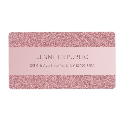 Trendy Rose Gold Glitter Elegant Template Shipping Label