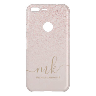 Trendy Rose Gold Glitter Fancy Initials and Name Uncommon Google Pixel XL Case