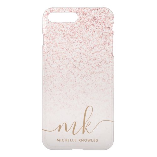 Trendy Rose Gold Glitter Fancy Initials and Name iPhone 8 Plus7 Plus Case