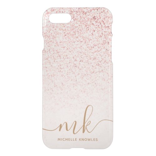 Trendy Rose Gold Glitter Fancy Initials and Name iPhone SE87 Case