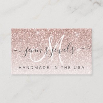 Trendy Rose Gold Glitter Jewelry Designer Business Card by epclarke at Zazzle