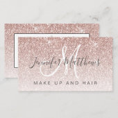 Trendy Rose Gold Glitter Makeup Artist Hair Salon Business Card