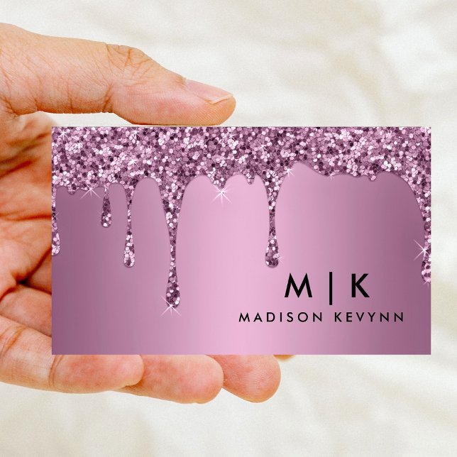Trendy Rose Gold Glitter Makeup Artist Hair Salon  Business Card (Creator Uploaded)
