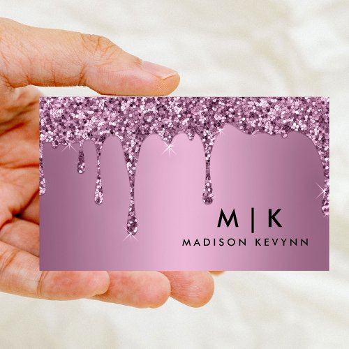Trendy Rose Gold Glitter Makeup Artist Hair Salon  Business Card