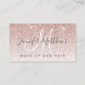 Trendy Rose Gold Glitter Makeup Artist Hair Salon Business Card (Front)