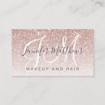 Trendy Rose Gold Glitter Makeup Artist Hair Salon Business Card by epclarke at Zazzle