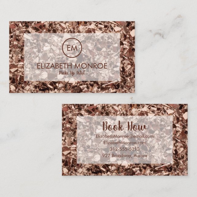 Trendy Rose Gold Glitter Salon Business Card (Front/Back)