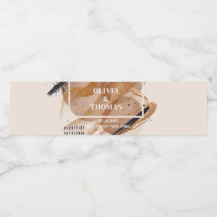 Trendy rose gold glitter terracotta abstract bold water bottle label