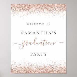 Trendy Rose Gold Glitter Welcome Graduation Party Poster