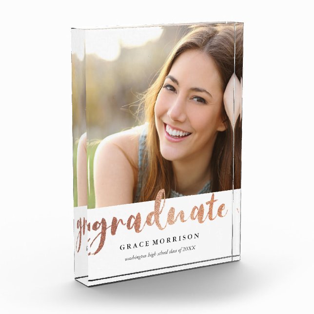 Trendy Rose Gold Graduation Photo (Left)