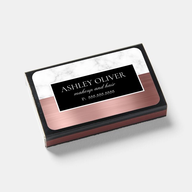 Trendy Rose Gold Makeup Marble Shimmer Elegant Matchboxes (Front Closed)