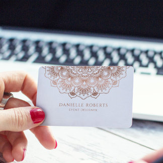 Trendy rose-gold mandala business card