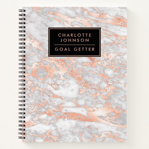 Trendy Rose Gold Marble Goal Getter Journal