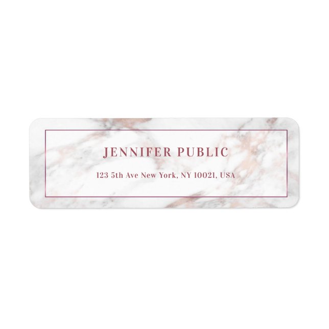 Trendy Rose Gold Marble Gold Modern Template Label (Front)