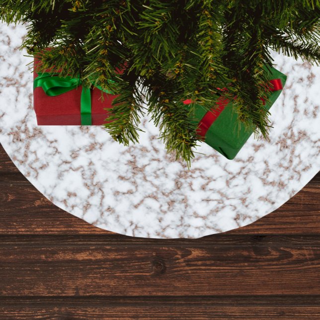 Trendy Rose Gold Marble Pattern Brushed Polyester Tree Skirt (Creator Uploaded)