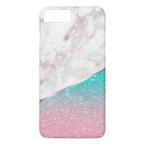 Trendy rose_gold marble  sparkling glitter iPhone 8 plus7 plus case