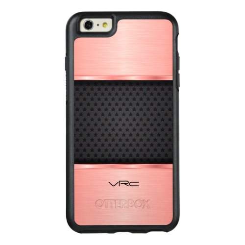 Trendy Rose Gold Metallic Design And  Black OtterBox iPhone 66s Plus Case