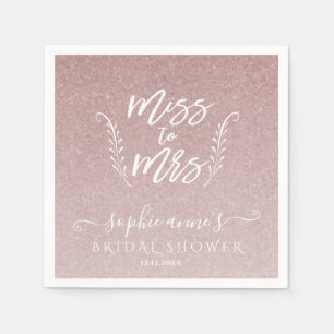 Trendy Rose Gold Miss To Mrs Bridal Shower Napkins
