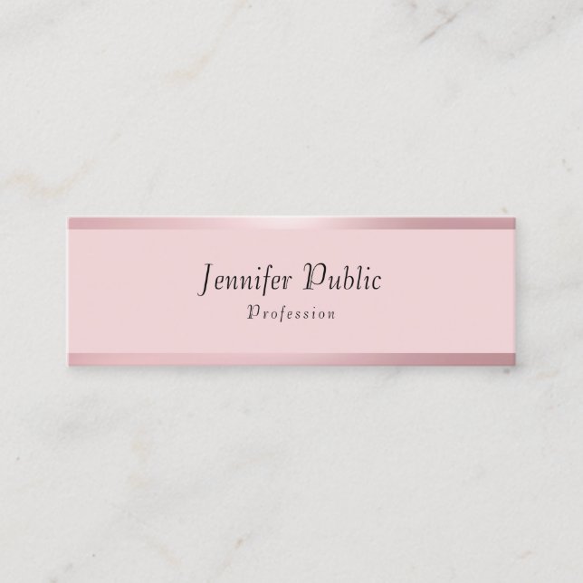 Trendy Rose Gold Modern Elegant Simple Template Mini Business Card (Front)
