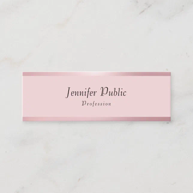 Trendy Rose Gold Modern Elegant Simple Template Mini Business Card | Zazzle