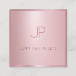 Trendy Rose Gold Modern Elegant Template Monogram Square Business Card