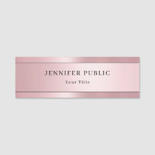 Trendy Rose Gold Modern Elegant Template Rectangle Name Tag