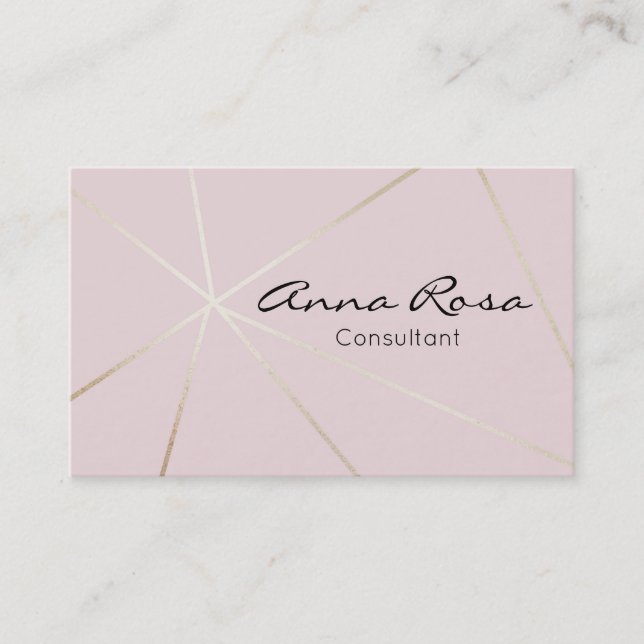 *~* Trendy Rose Gold Modern Foil Pink Geometric Business Card (Front)