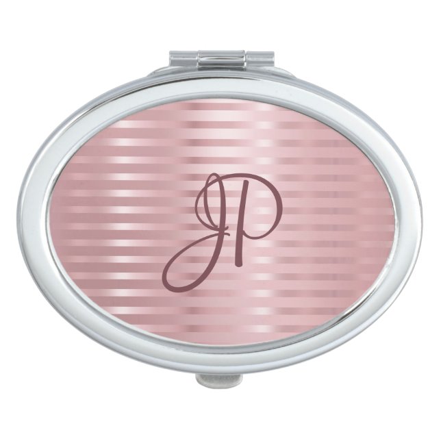 Trendy Rose Gold Monogram Elegant Template Compact Mirror (Front)
