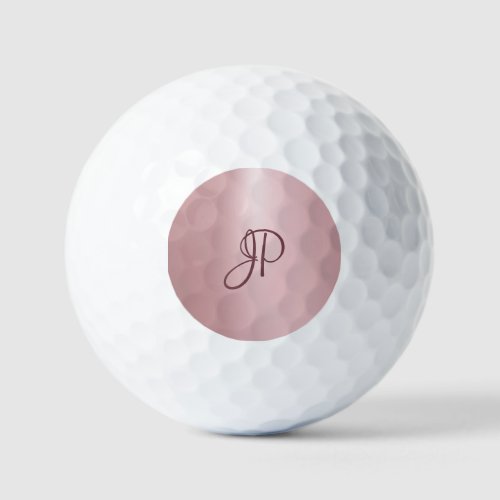 Trendy Rose Gold Monogram Elegant Template Golf Balls