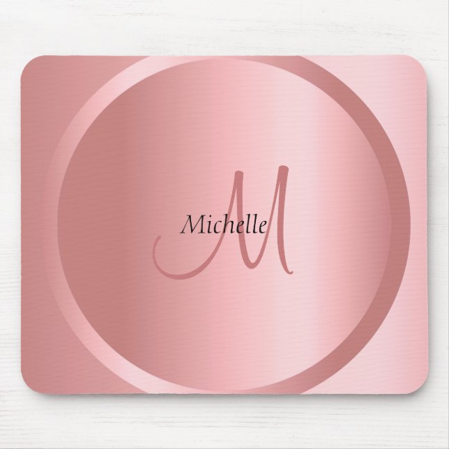 Trendy Rose Gold Monogram Elegant Template Mouse Pad (Front)