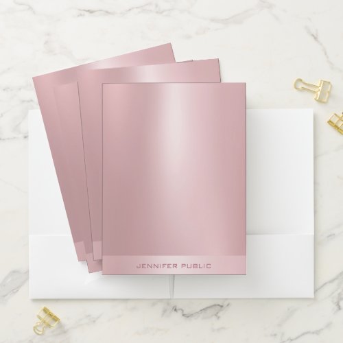 Trendy Rose Gold Monogram Template Modern Elegant Pocket Folder
