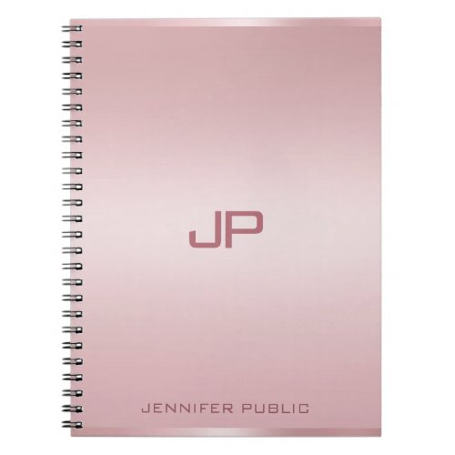 Trendy Rose Gold Monogram Template Personalized Notebook