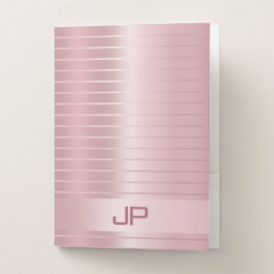 Trendy Rose Gold Monogrammed Elegant Template Pocket Folder