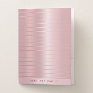 Trendy Rose Gold Monogrammed Template Modern Pocket Folder