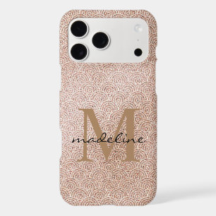 Trendy Rose Gold Oriental Elegant Monogram iPhone 17 Pro Max Case