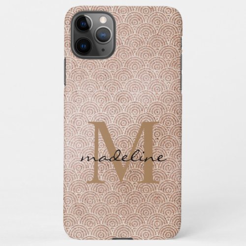 Trendy Rose Gold Oriental Elegant Monogram iPhone 11Pro Max Case