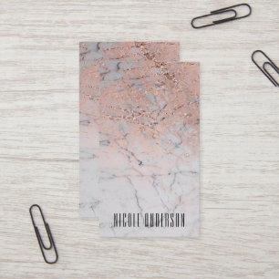 Trendy Rose Gold Pink Modern Marble Chic Glam Business Card