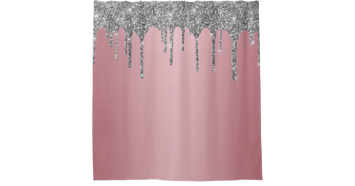 Trendy Rose Gold Pink Silver Glitter, Rose Gold Pink Shower Curtain
