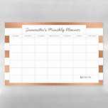 Trendy Rose Gold Stripes Monthly Planner Calendar Magnetic Dry Erase Sheet<br><div class="desc">Trendy Rose Gold Foil Stripes with white, personalized Text, name, or business information. Elegant chic and stylish. Simple minimal design - Photography Studio, Hair Salon, Shop Boutique, etc Personal or Business Custom Monthly personal or business planner calendar! ~ Check my shop to see the entire Office suite for this design!...</div>
