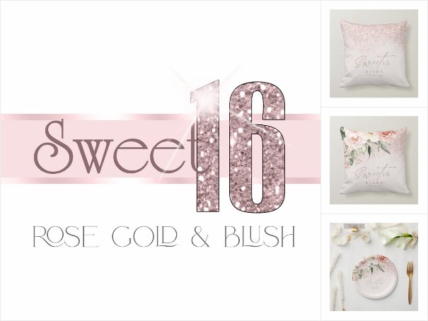 Trendy Rose Gold Sweet Sixteen