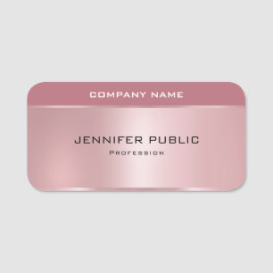 Trendy Rose Gold Template Modern Glamorous Name Tag