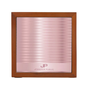 Trendy Rose Gold Template Monogrammed Modern Desk Organizer