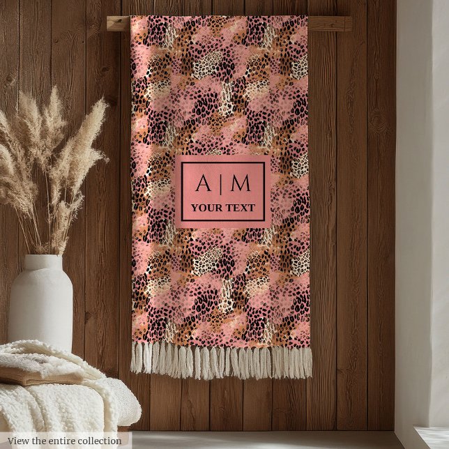 Trendy rose gold watercolor leopard skin cozy fleece blanket (Trendy rose gold watercolor leopard skin cozy Fleece Blanket)