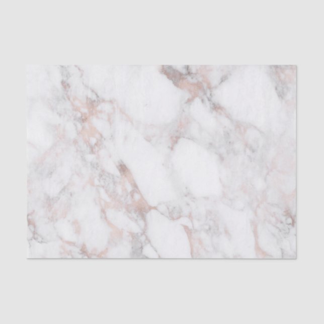 Trendy Rose-gold & White Faux Marble Tissue Paper (Front)