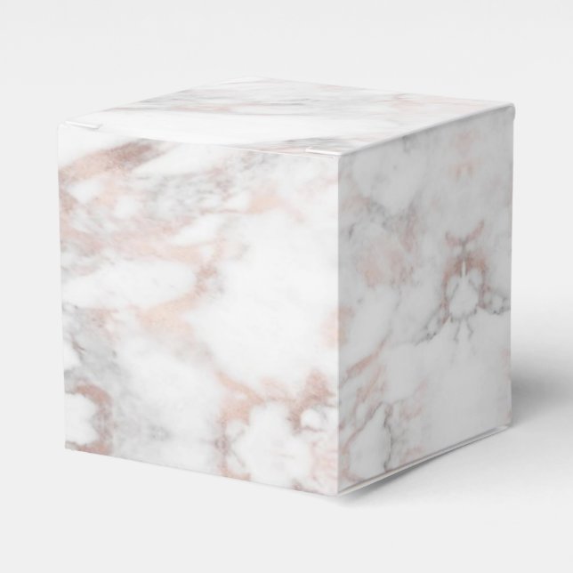 Trendy Rose Gold White Marble Elegant Template Favor Boxes (Front Side)