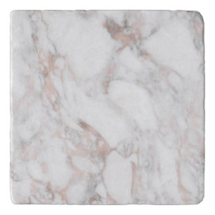 Trendy Rose Gold White Marble Template Elegant Trivet