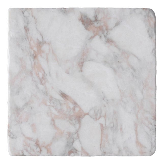 Trendy Rose Gold White Marble Template Elegant Trivet (Front)