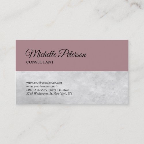 Trendy Rose Grey Minimalist Classical Plain Business Card